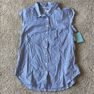 NWT Polka Dot Button Down Blouse